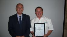 Chris Davis being awarded RSPH Level 3 Diploma in Pest Management